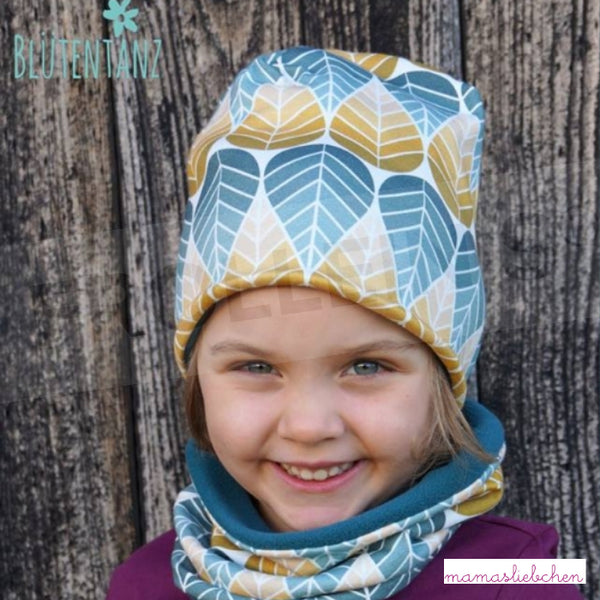 Cotton Jersey - Shapeleaves - Teal-Honey
