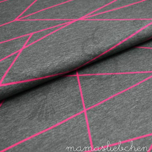 Cotton Jersey - Shapelines-Gray-Pink