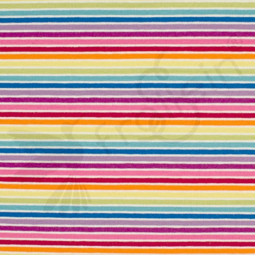 Cotton Jersey - Rainbow Stripes-White