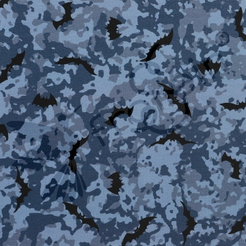 Sweat Fabric - Camouflage Bats - Blue