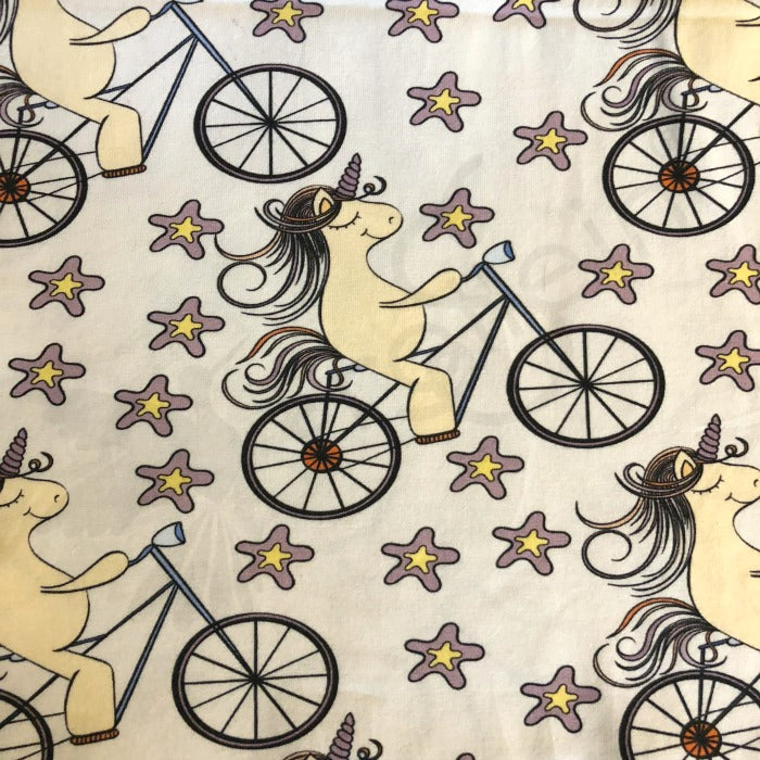 Cotton Jersey - Unicorn Riding Bike