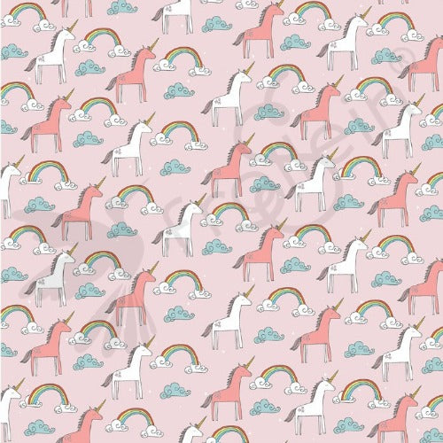 Organic Cotton Jersey -  Unicorns - Pink