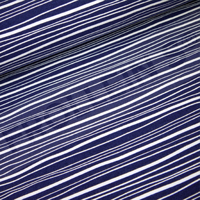 Remnant 6-inch-Organic Cotton Jersey - Wavy Stripes - Navy