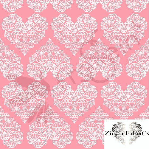 Organic Cotton Jersey - Diamond Hearts - Light Pink