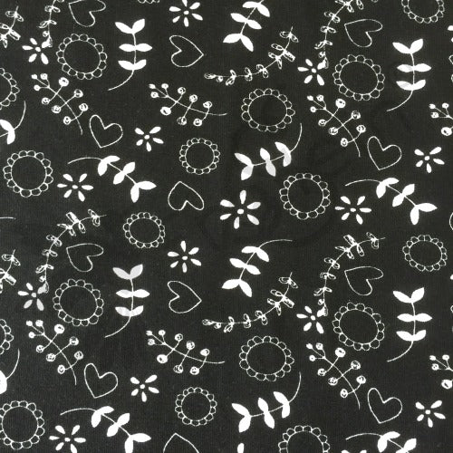 Cotton Jersey - Flowers black-white