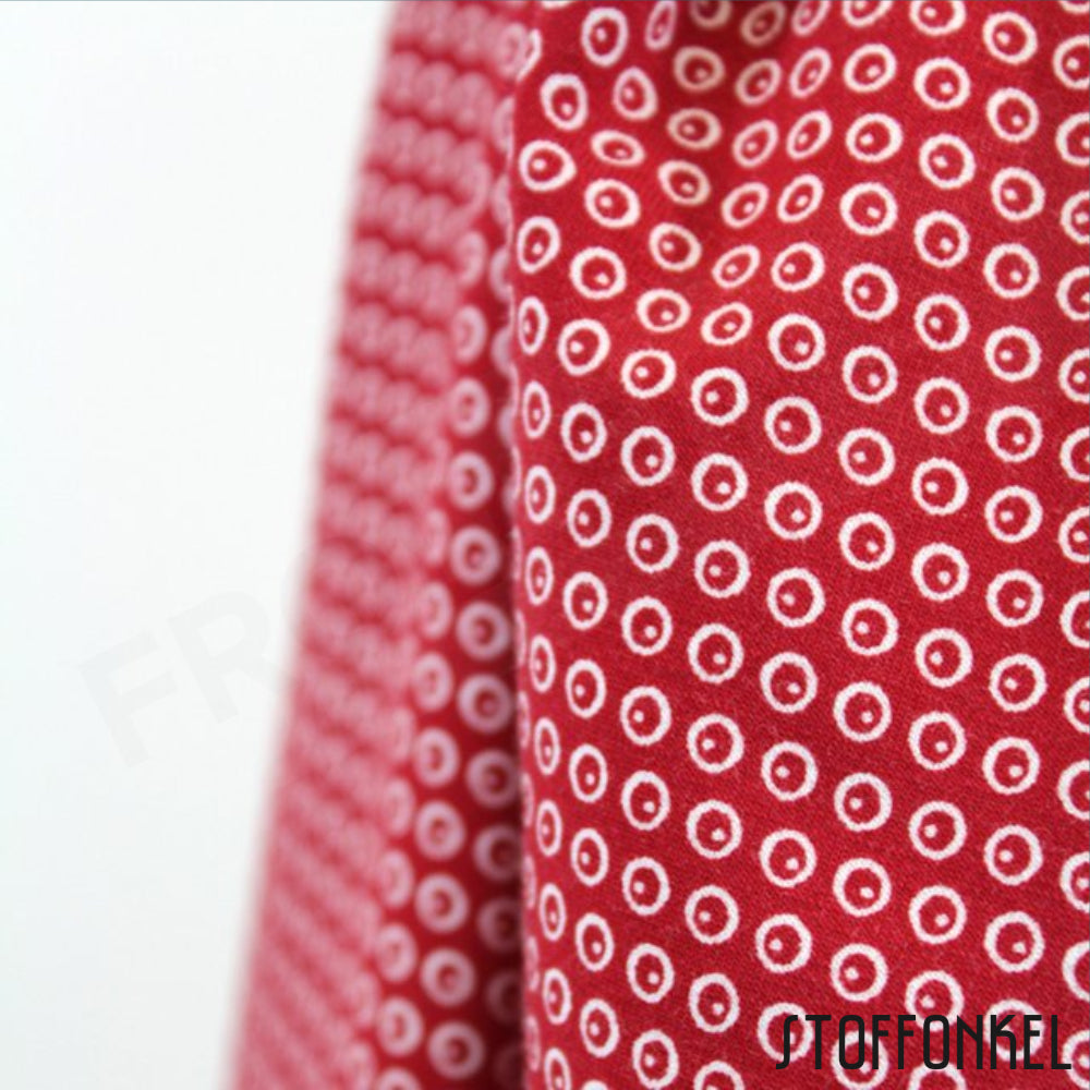 Organic Cotton Jersey - Circles N Dots - Cherry Red