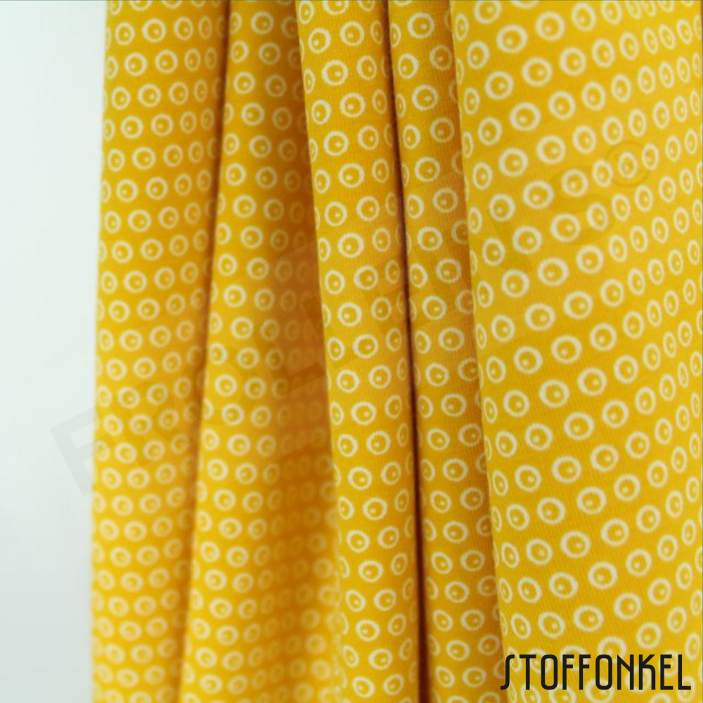 Organic Cotton Jersey - Circles N Dots - Mustard Yellow