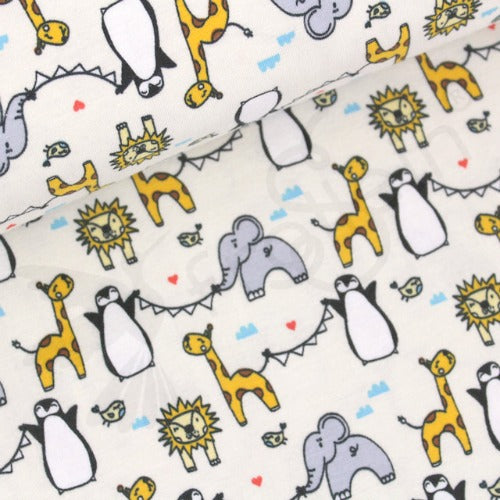 Remnant 25-inch-Organic Cotton Jersey - Lovely Zoo - Cream