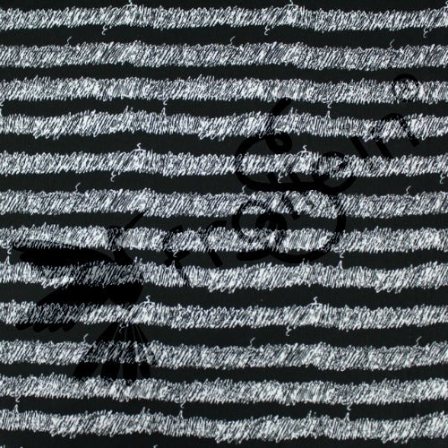 Organic Cotton Jersey - Scribble Stripes-Black