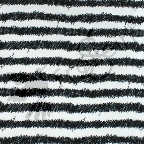 Fat Half - Organic Cotton Jersey - Scribble Stripes - White