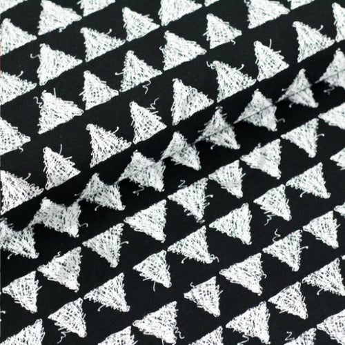 Organic Cotton Jersey - Scribble Triangles - Black