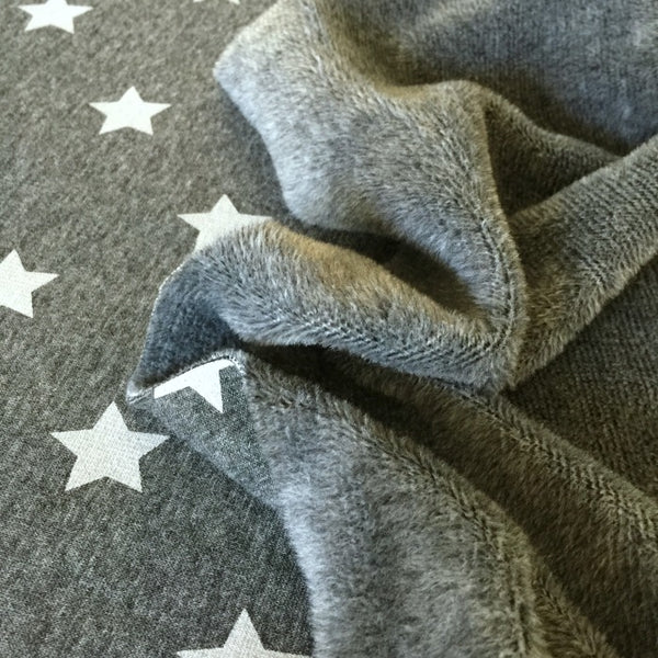 Happy Fleece - Gray - white stars