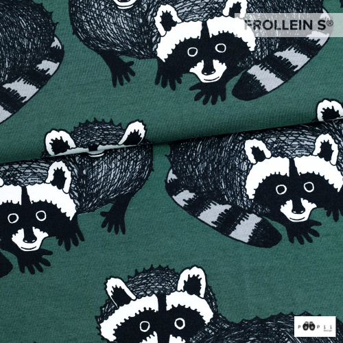 Organic Cotton Jersey - Raccoon-Dark Green