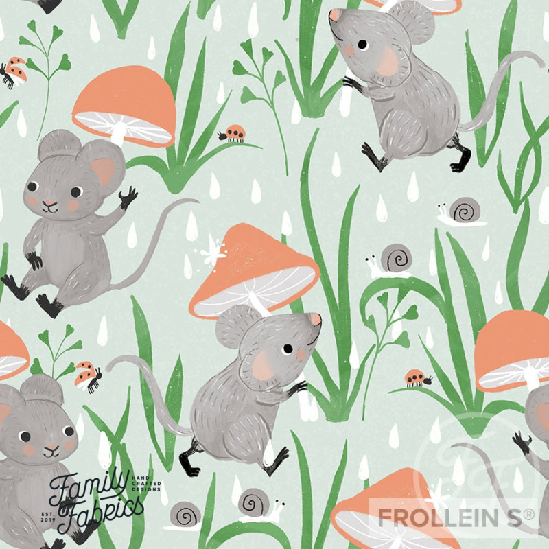 Remnant 34-inch - Cotton Jersey - Mouse In The Rain