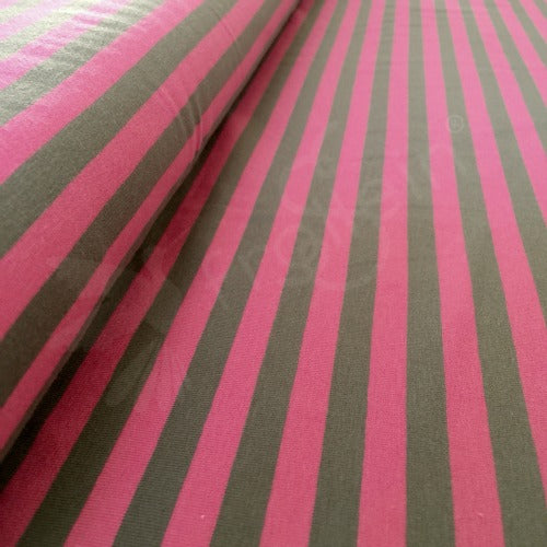 Cotton Jersey - Stripes 1 cm - Hotpink/Taupe
