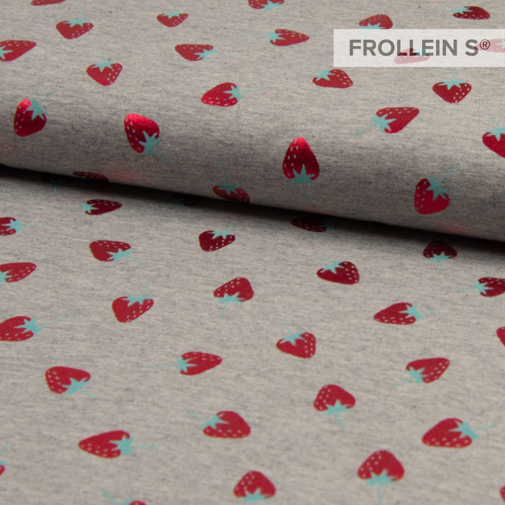 Cotton Jersey-Foil Print-Strawberries