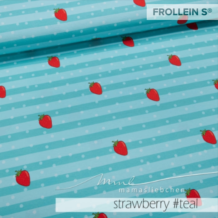 Cotton Jersey - Strawberry Stripes - Teal