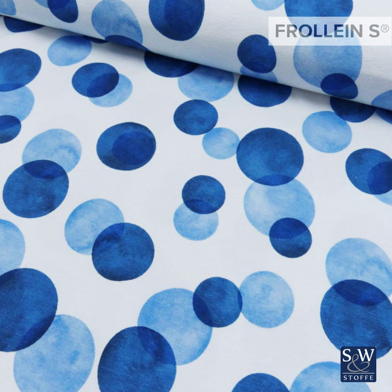Cotton Jersey - Watercolor Bubbles - Blue