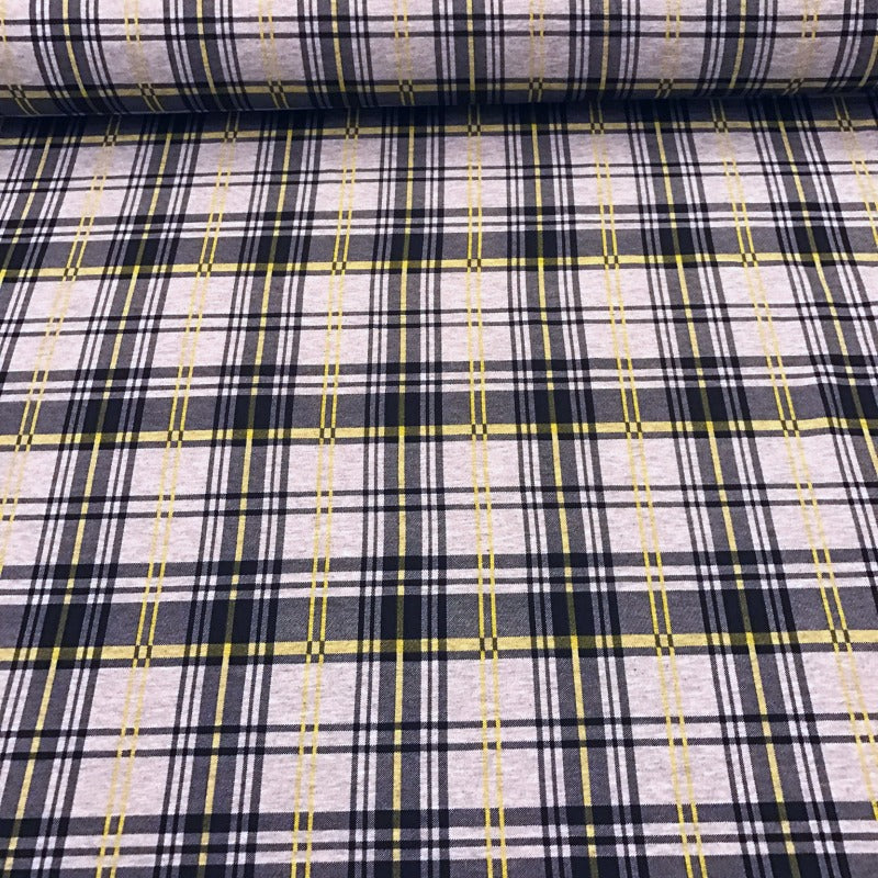 French Terry brushed - Plaid-Yellow
