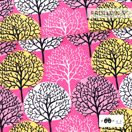 Organic Cotton Jersey - Season Forest - Pink-Yellow
