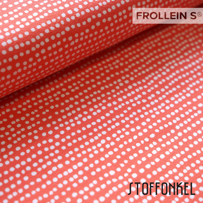 Organic Cotton Jersey - Dotted Lines-Coral
