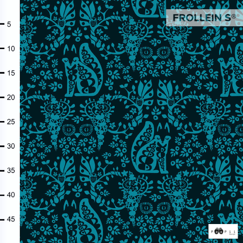Organic French Terry - Fox and Owl - Teal