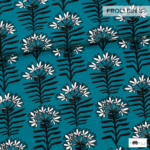 Organic French Terry - Taiga Flowers - Teal